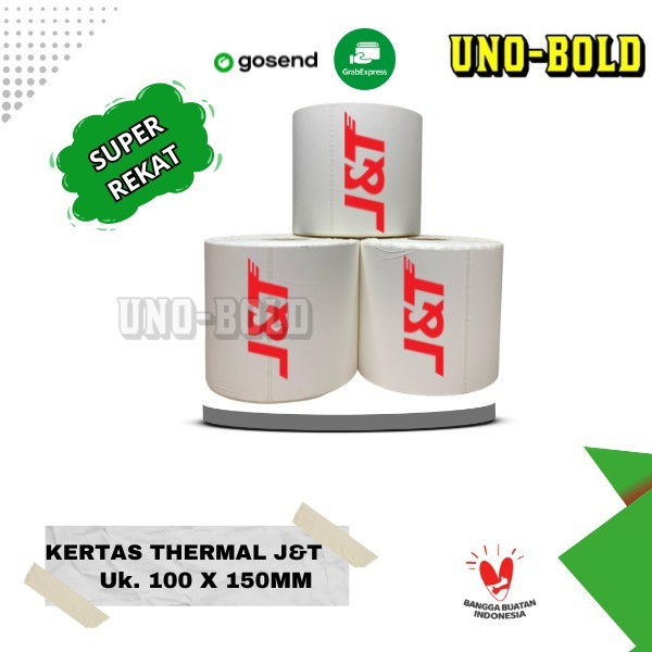 

LABEL STICKER THERMAL & CONTINUES PAPER THERMAL 100 X 150 mm Label Barcode J&T 1 Roll Isi 300Pcs