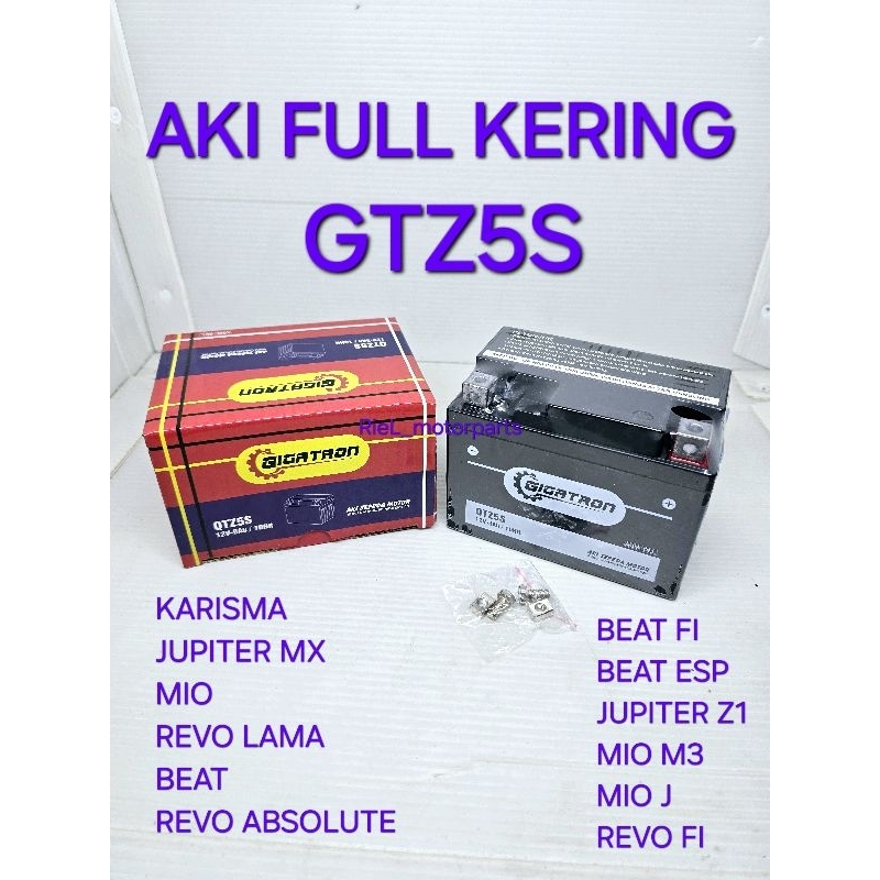 GTZ - 5S 5 AMPERE Aki Full Kering (GPM) ALL TYPE SEMUA MOTOR GTZ5S 12 VOLT 5 AMPERE