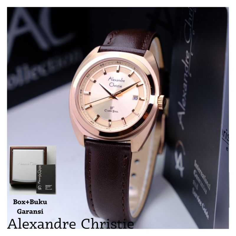 Alexandre Christie ORIGINAL jam tangan wanita AC8702 tali kulit Alexander Cristie  100% ori