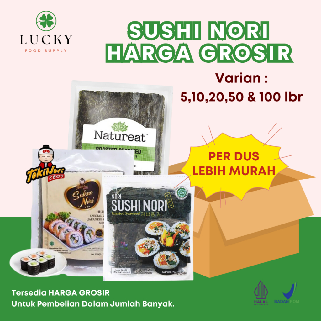 

Grosir Per Dus Sushi Nori Seaweed ( Rumput Laut untuk Sushi / Kimbap ) HALAL Murah