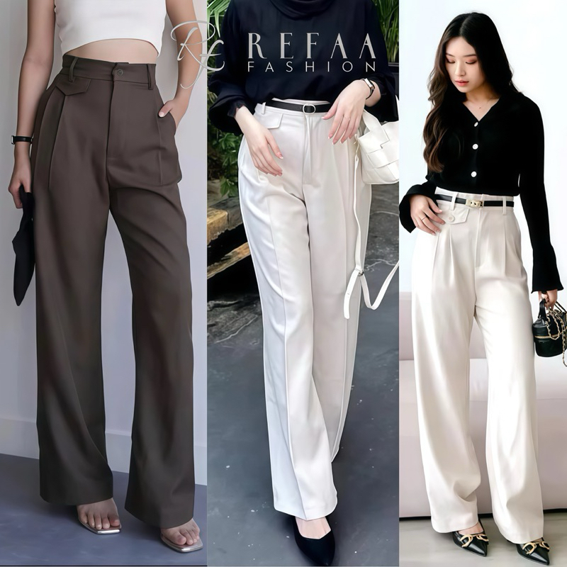 Celana Kulot Wanita Highwaist Pants Celana Panjang American Drill