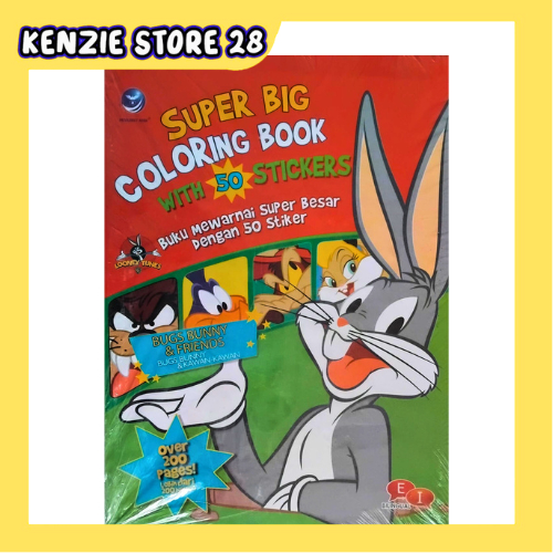 Buku Mewarnai Anak Kelinci Super Big dengan 50 Stiker - Bugs Bunny dan Teman-Temannya