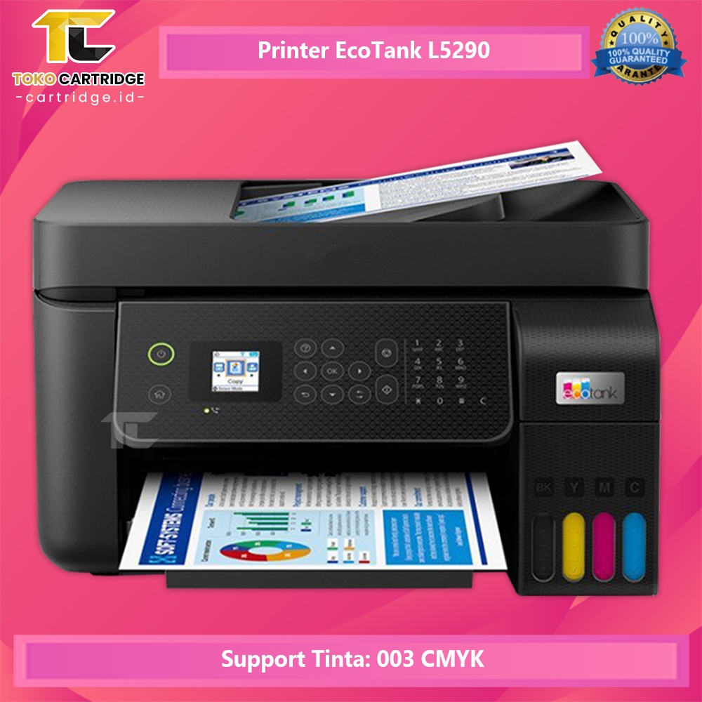 Printer All in One L5290 Eco Tank Print A4 Scan Copy F4 InkTank Pengganti L5190 Printer WiFi Multi F