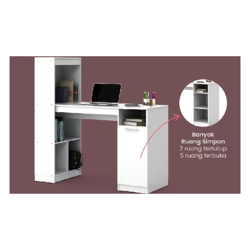 MEJA TULIS KANTOR PUTIH / MEJA KERJA / MEJA KANTOR / MEJA KOSAN / MEJA KANTORAN MEJA KERJA PUTIH
