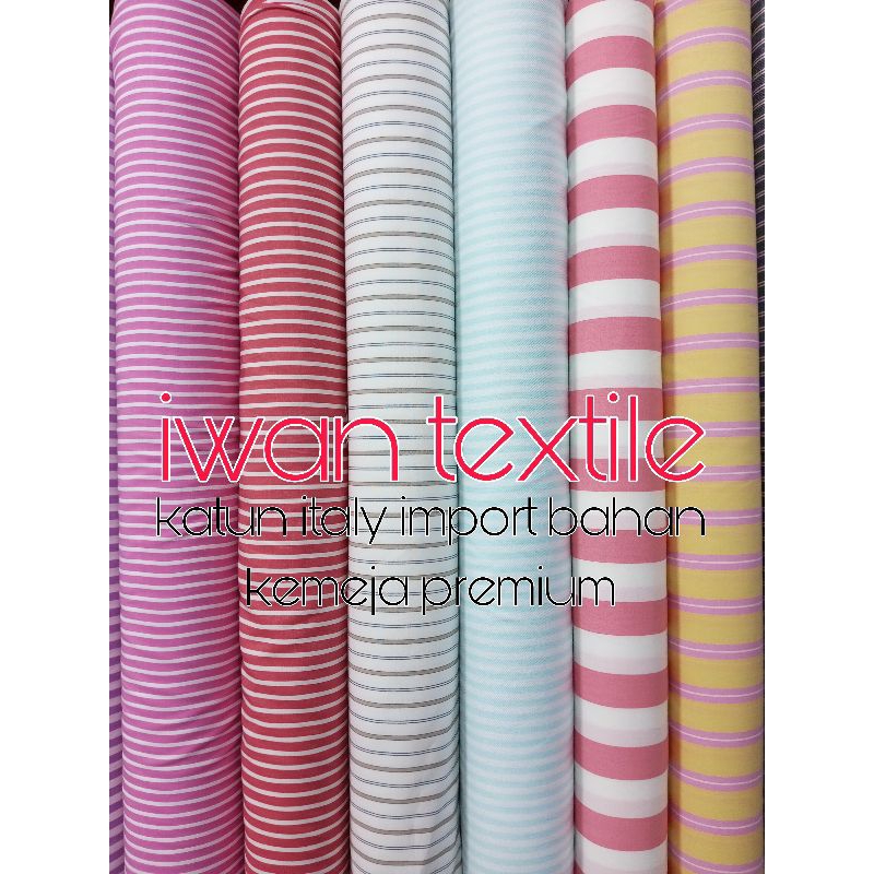 PROMO KAIN KATUN ITALY MOTIF GARIS GARIS BAHAN KEMEJA IMPORT GARMENT
