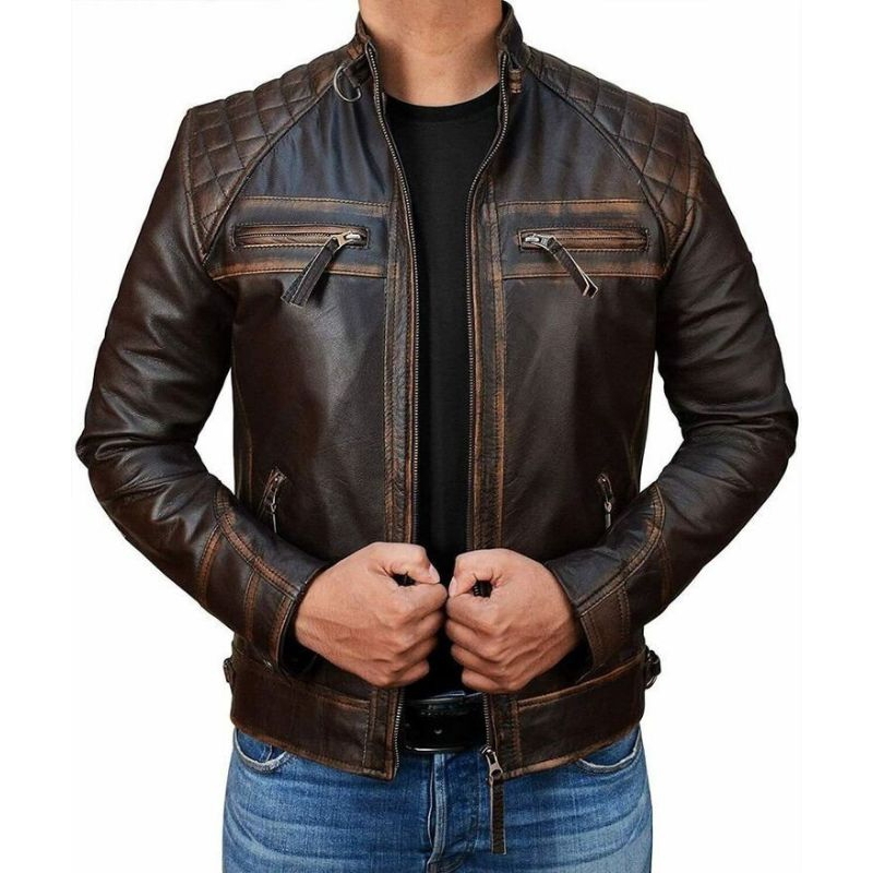 Jaket Kulit Asli 100%-Jaket Kulit Pria Biker-Jaket Motor Kulit Asli-Jaket Kulit Domba Super-Jaket Ku