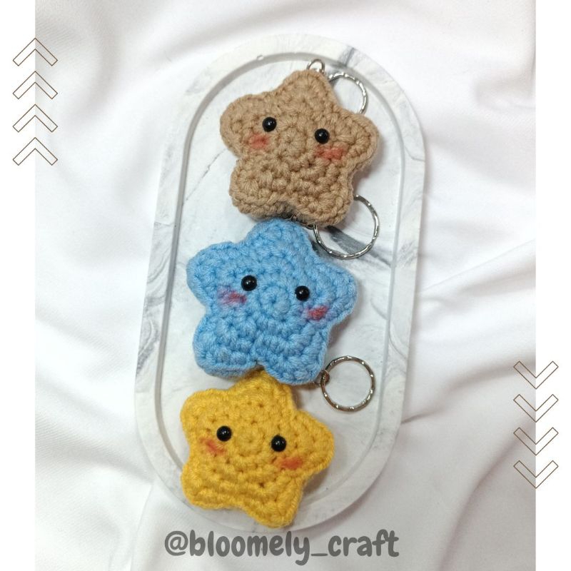 Star Amigurumi Keychain | Ganci Rajut Bintang | Aksesoris Tas | Ganci Rajut  | Ganci Bintang | Ganci
