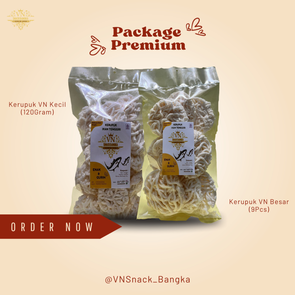 

Package Premium Kerupuk Super Ikan tenggiri VNSnack - Kerupuk Asli Bangka