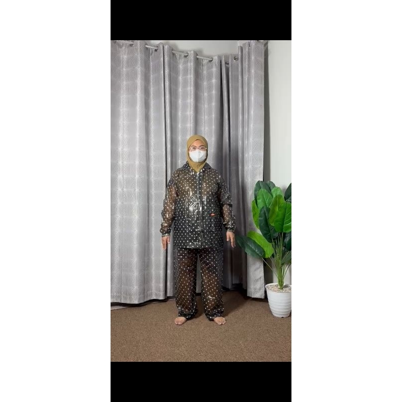 Jas Hujan Setelan Jaket Celana Dewasa Tebal Kualitas Bagus Elmondo 927 Polkadot