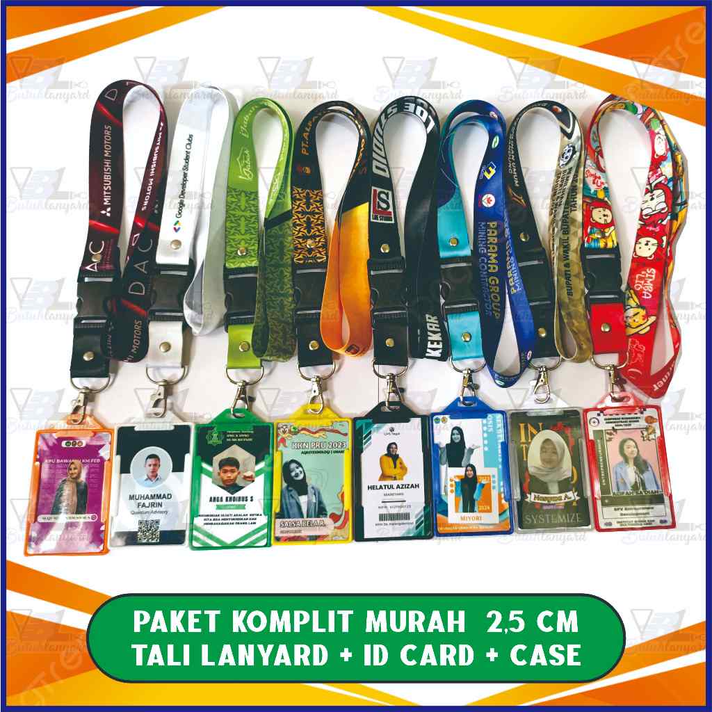 

PAKET LANYARD 2,5 CM TALI LANYARD + ID CARD + CASE STANDAR