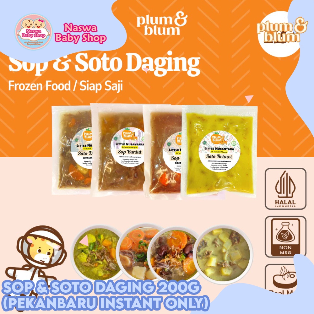 

Plum & Blum Sop & Soto Daging Siap Saji Tanpa Msg & Pengawet 200g (Pekanbaru Instant Only)