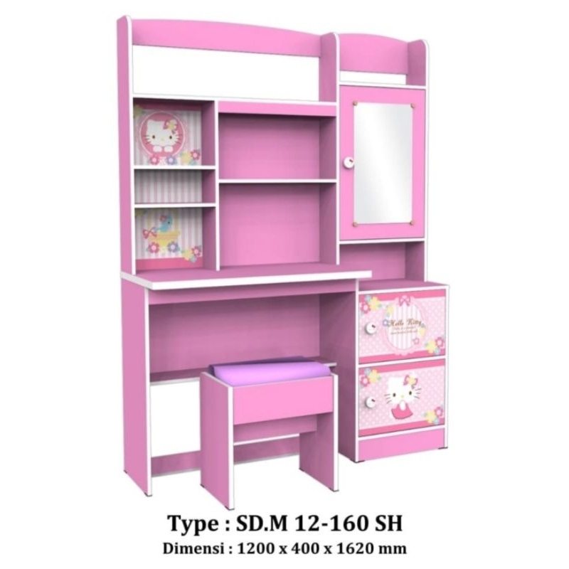 meja belajar karakter meja belajar anak meja + lemari cermin meja tulis