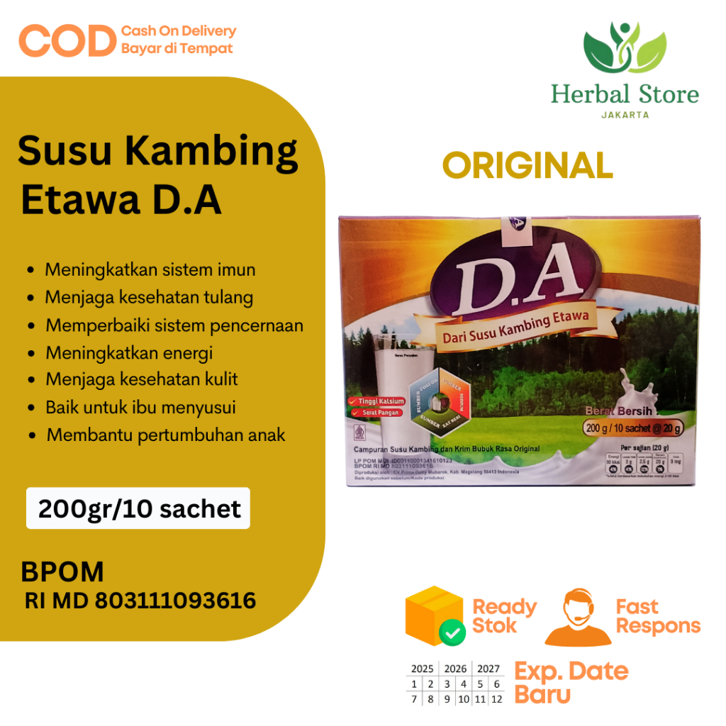 

SUSU KAMBING ETAWA D.A PLUS KOLOSTRUM | SUSU KAMBING DA PREMIUM | 10sc