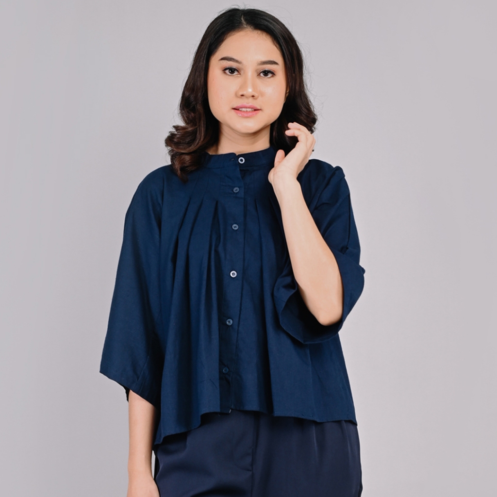 Blanka Baju Blouse Wanita Lengan 3/4 Loose