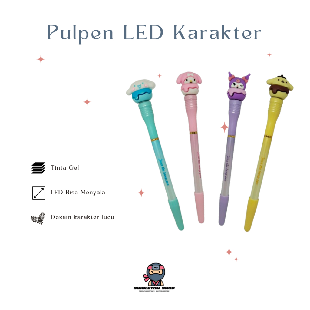 

PULPEN LED PUTAR KARAKTER SANRIO KUROMI CINNAMONROLL MELODY PEN MENYALA TERMURAH