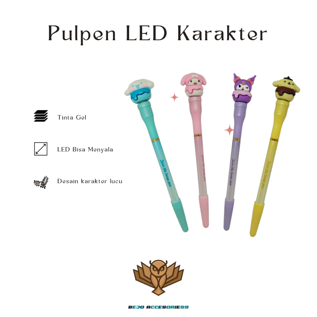 

PULPEN LED PUTAR SPINNING KARAKTER CINNAMONROLL SANRIO KUROMI MELODY PEN TERMURAH BERCAHAYA MURAH