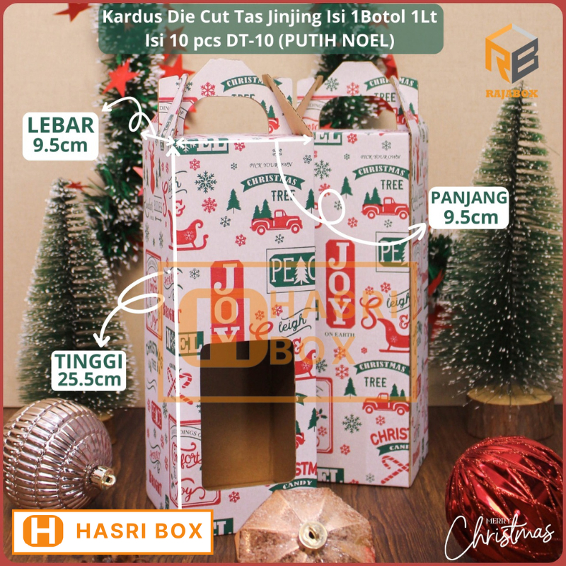 ( 10pcs ) Dus Botol Kale 1 Liter Hampers Natal Box Toples Jar 9cm Kardus Packaging Christmas