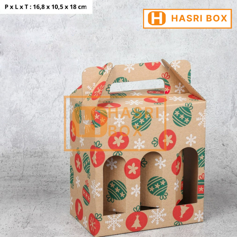 

(10 pcs) Dus Botol Juice Kopi 250ml isi 6 Natal Box Kemasan Botol Almond Hampers Parsel Christmas
