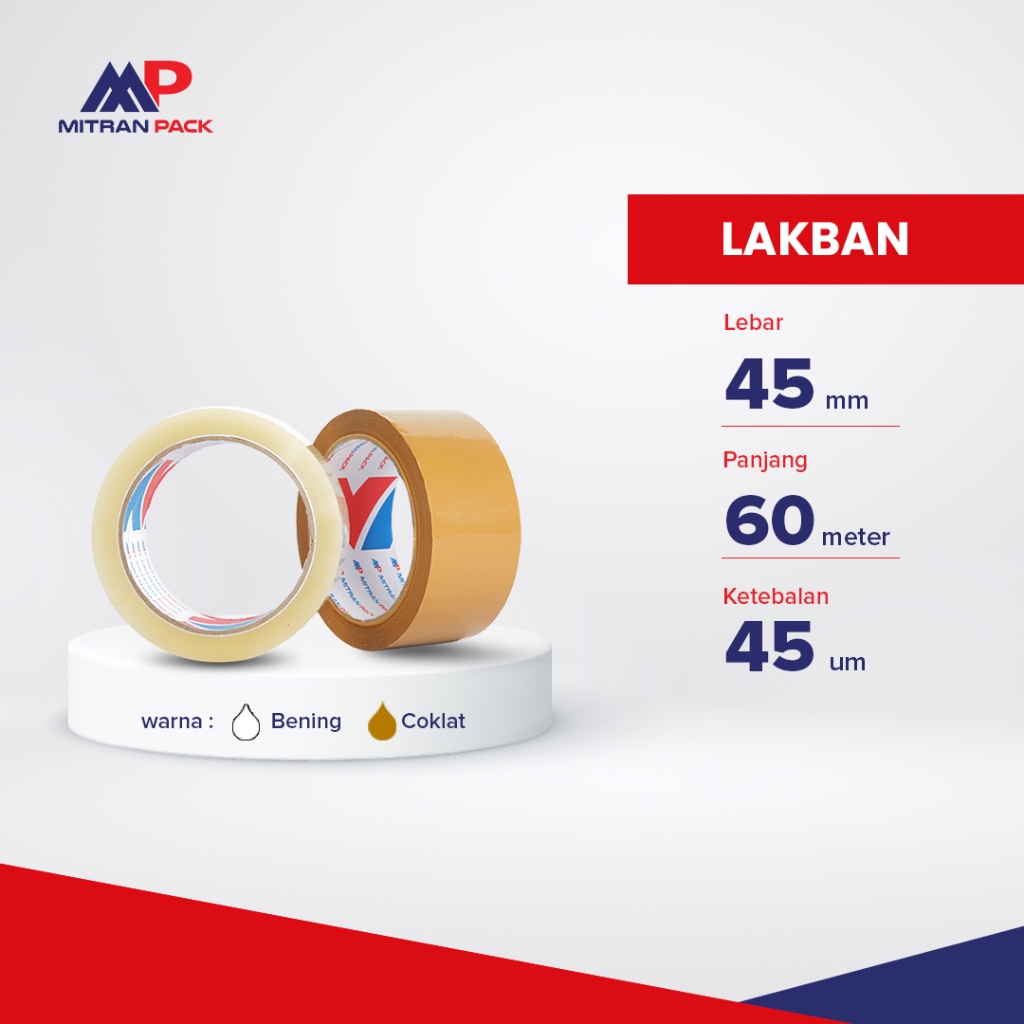 

Lakban Bening / Coklat 45 mm x 60 meter x 45 micron Mitran Pack