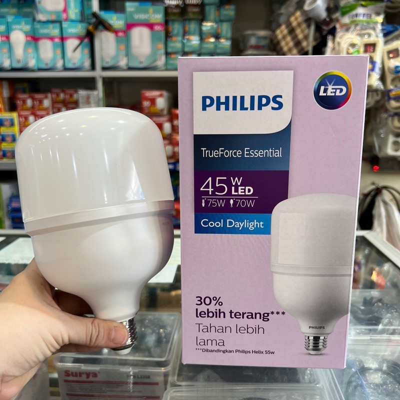 Lampu LED 45W E27 PHILIPS T Force Essential 45 Watt Cahaya Putih 6500k
