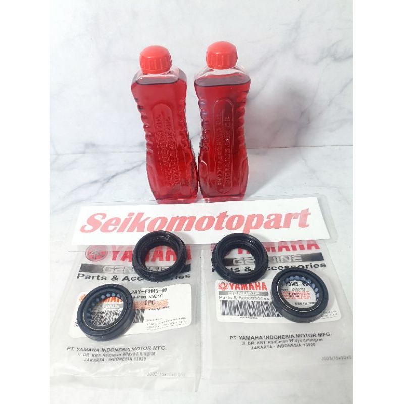 Seal Shock Depan + Sil Tutup Debu Haluan + Oil Oli Shock 2 Botol Motor YAMAHA MIO XEON SOUL GT X-RID