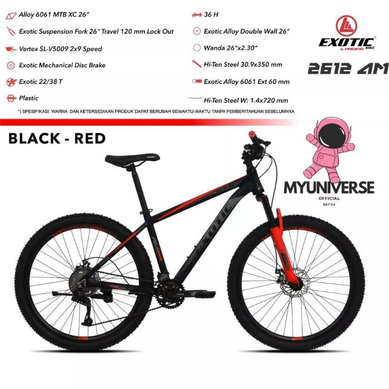 SEPEDA GUNUNG EXOTIC 2612 AM MTB 27"5 MOUNTAIN BIKE SEPEDA GUNUNG PACIFIC MURAH