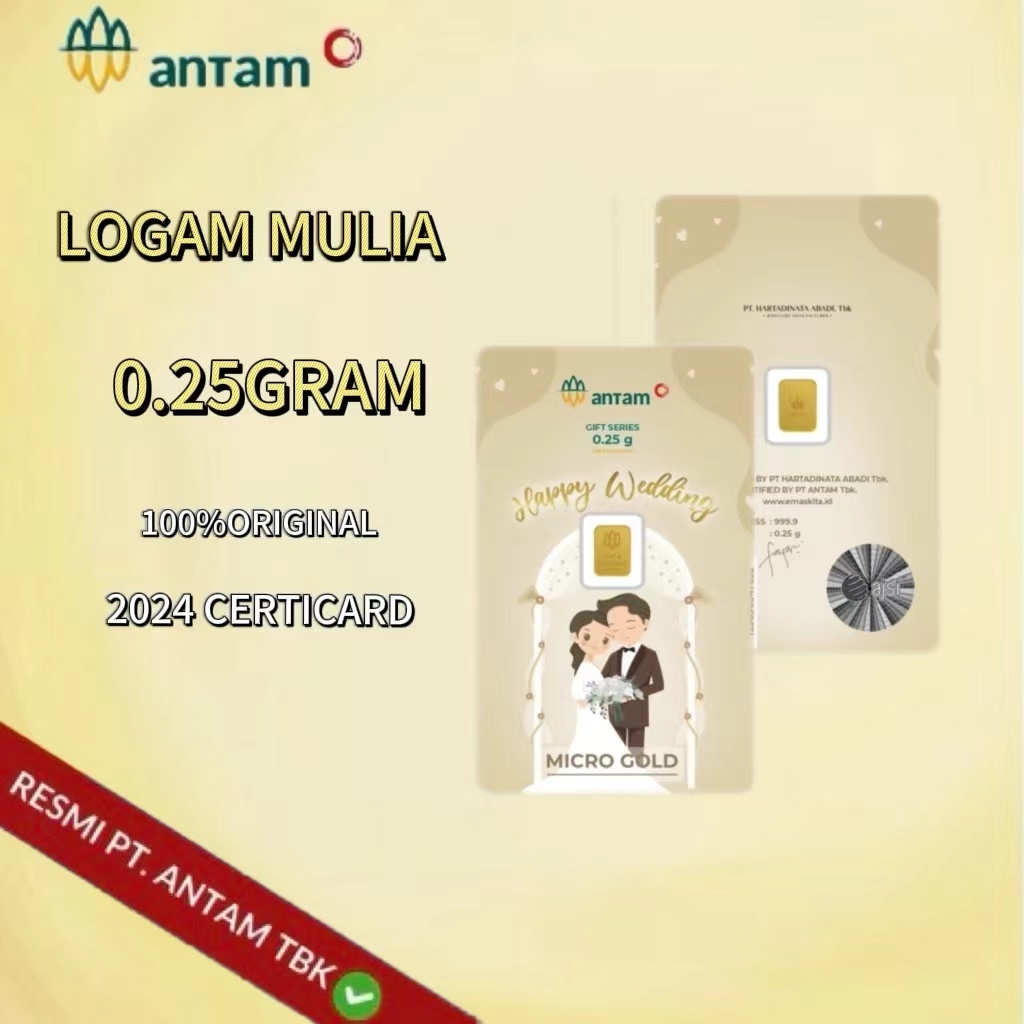 Gold Logam Mulia Antam Press ( LM ) 0.25Gram 0.25GR Wedding Love Series