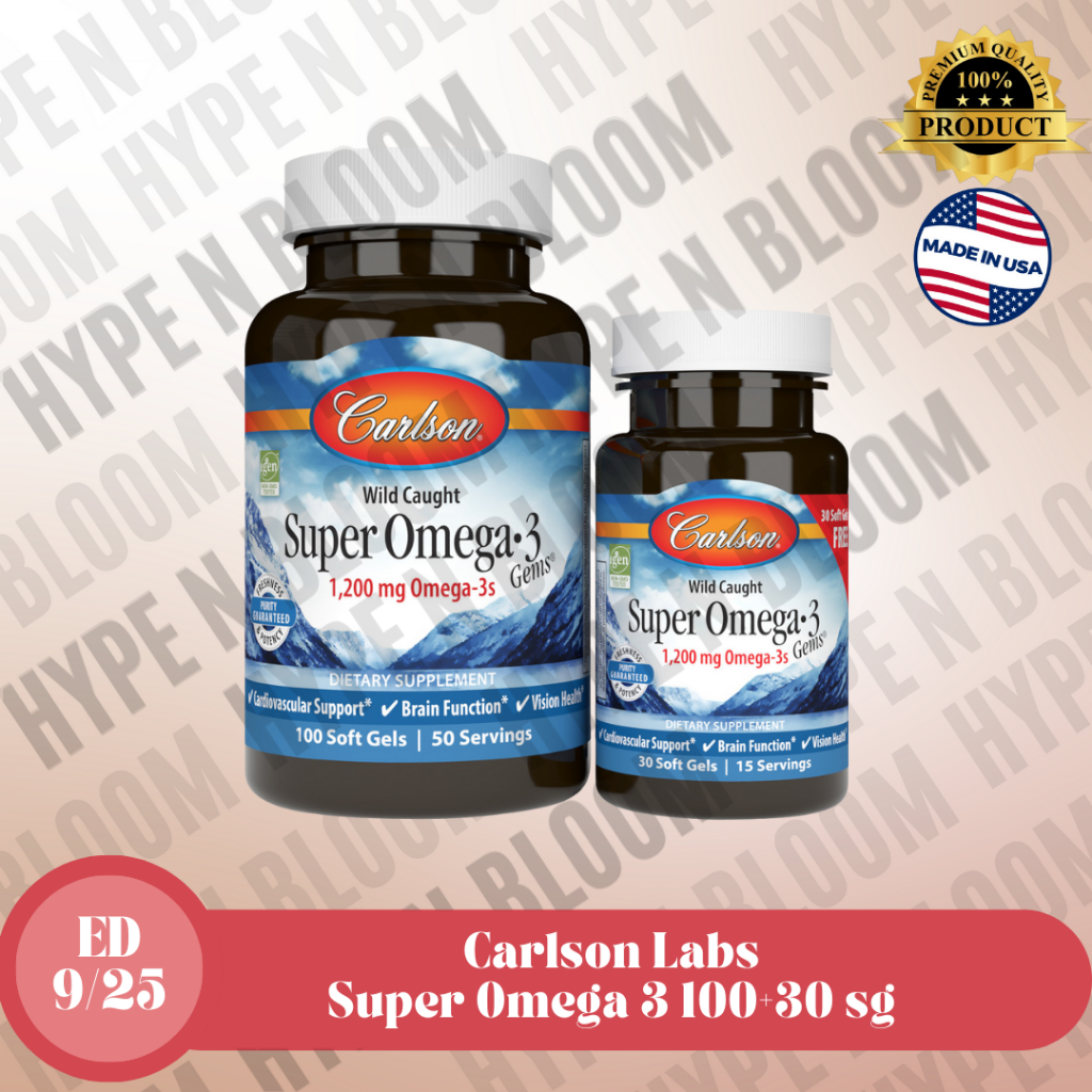 Wild Caught Super Omega 3 Gems 1200 mg Carlson Labs 30 100 Soft Gels 130 softgels Minyak Ikan omega 
