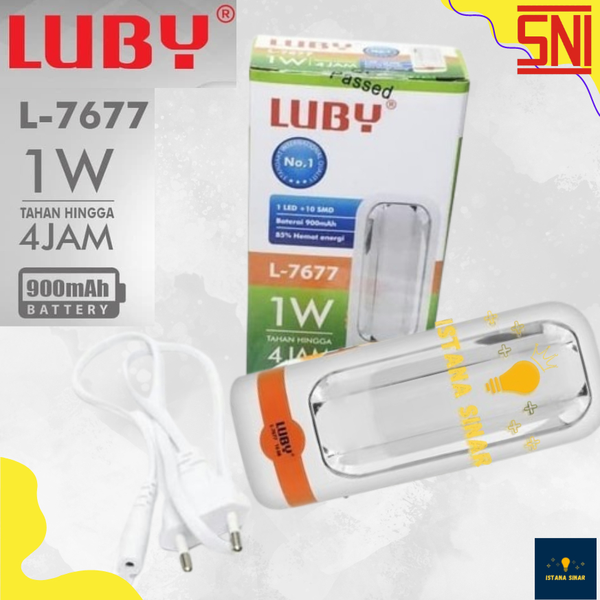 Lampu Emergency LED Lampu Darurat LED plus Senter L 7677 LUBY