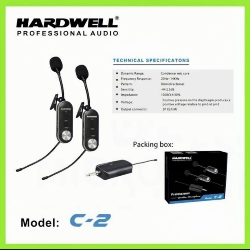 Microphone Jepit Hardwell C-2 Wireless mikrofon clip on hardwell c2 mik jepit wireless c 2