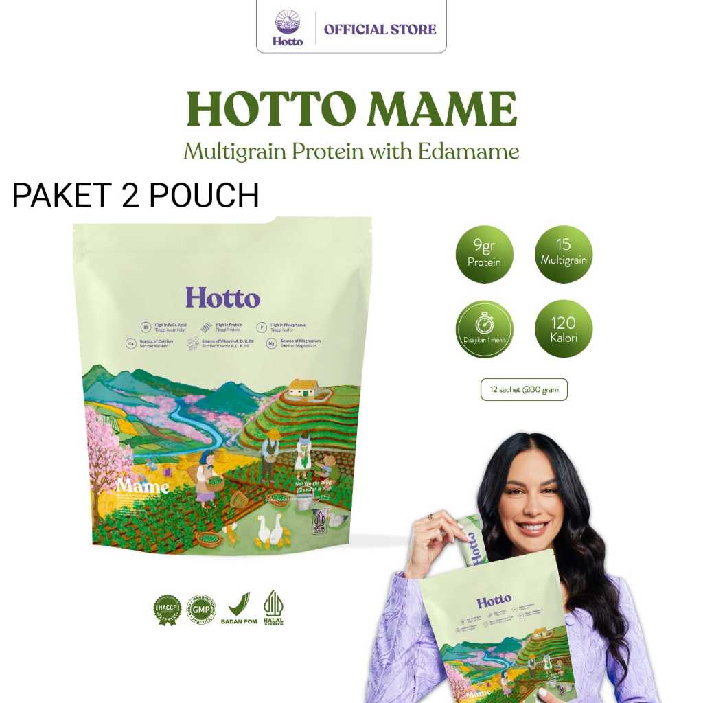 

HOTTO Mame Edamame 2 Pouch isi 24 Sachet Multigrain Protein Makanan Sehat Diet Pengganti