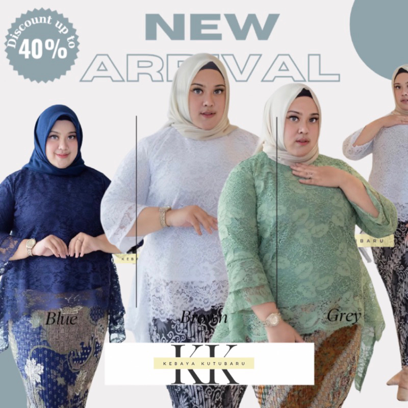 set baju kebaya rinjani jumbo plus rok plisket / one set kebaya ukuran besar ld 130 rinjani modern /