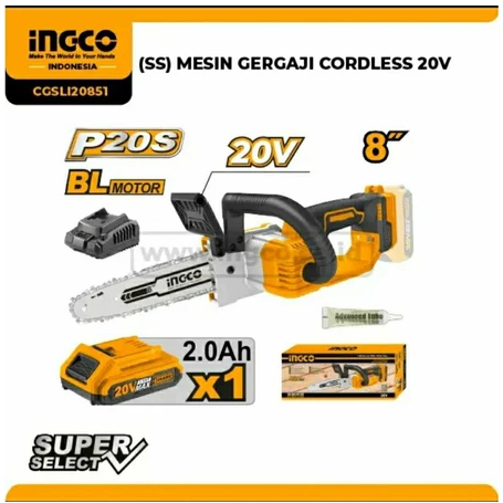 MESIN GERGAJI CORDLESS CHAINSAW 8 INCH INGCO CGSLI20851