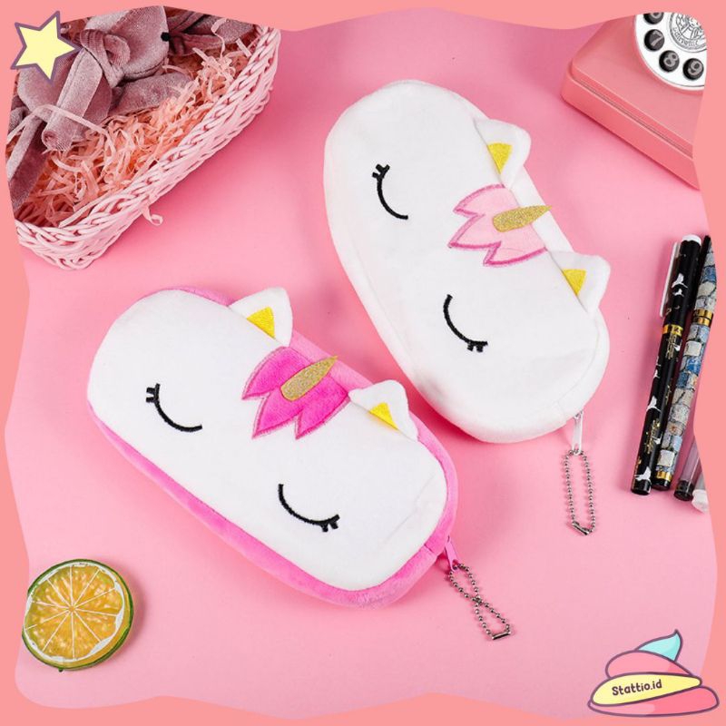 

(HARGA PROMO) Kotak Pensil Plushy Bulu Unicorn Plushie Pouch Cepuk Tempat Pensil Kotak Pensil Kuda Poni