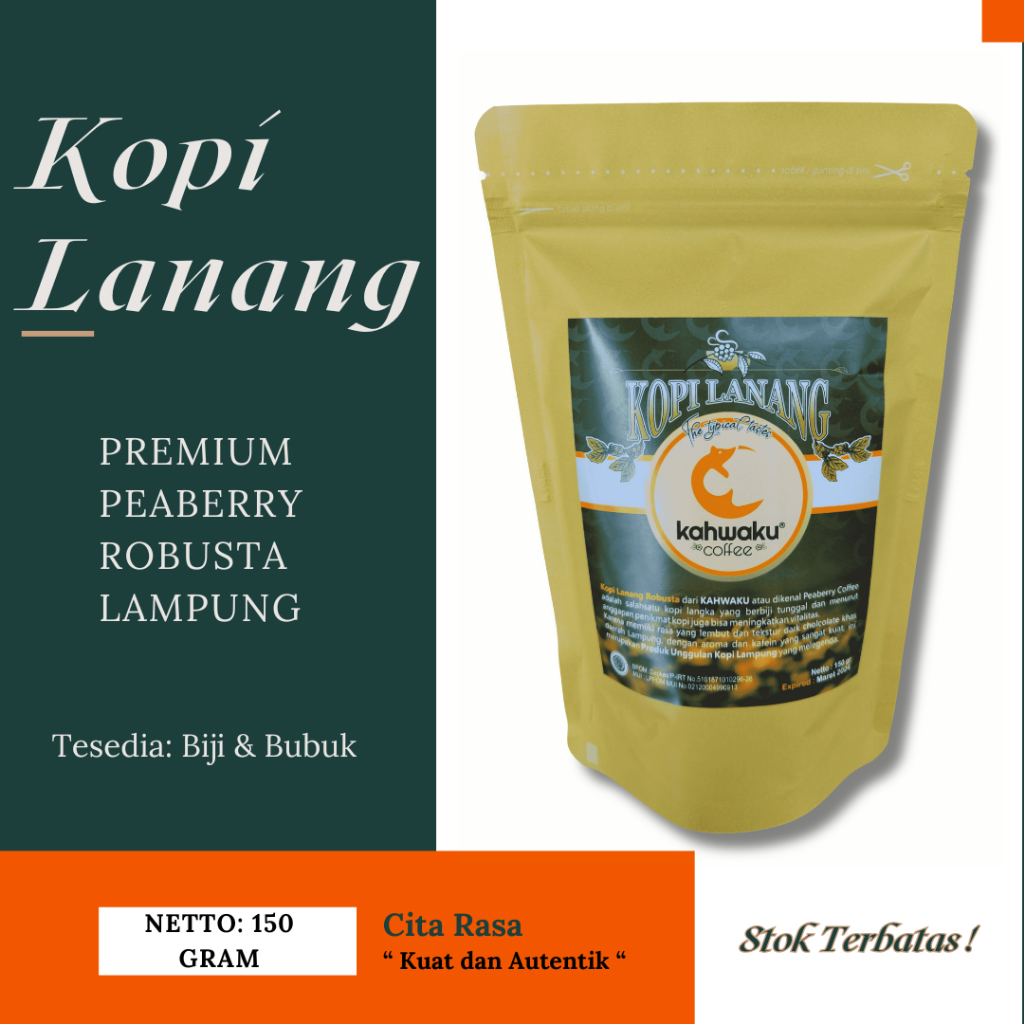 

Kopi Lanang Lampung Peaberry Premium – Biji & Bubuk 150gr Robusta Pilihan, Cita Rasa Kuat & Autentik