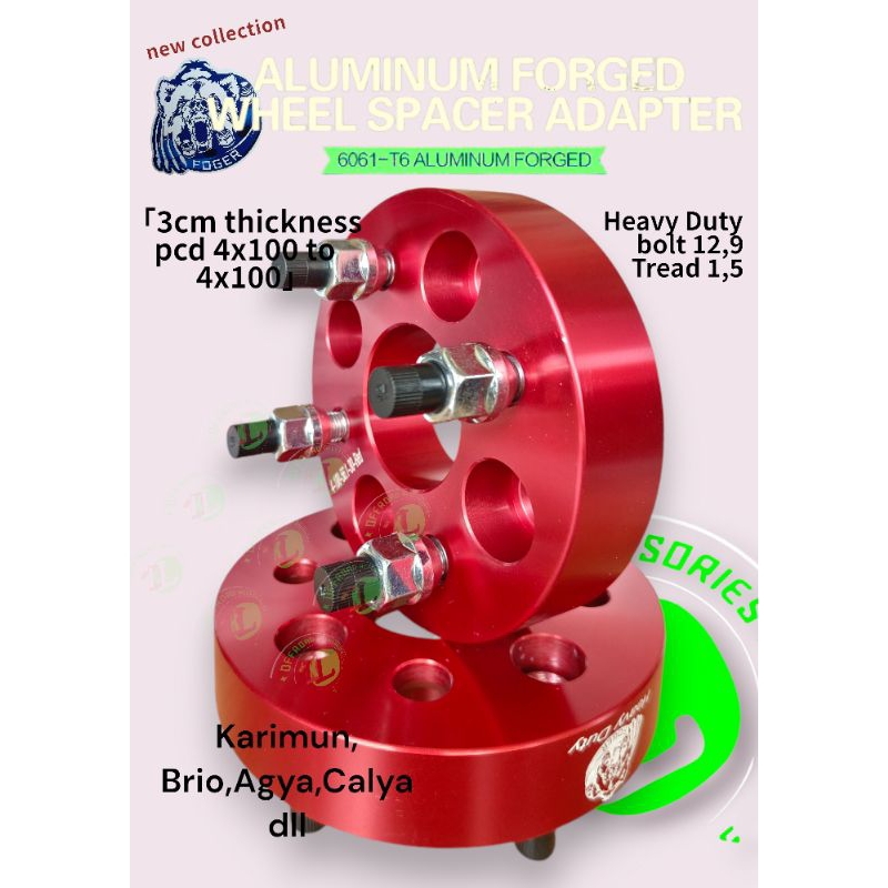 FOGER HEAVY DUTY Spacer Adaptor velg 3cm Brio karimun agya ayla pcd 4x100 to 4x100