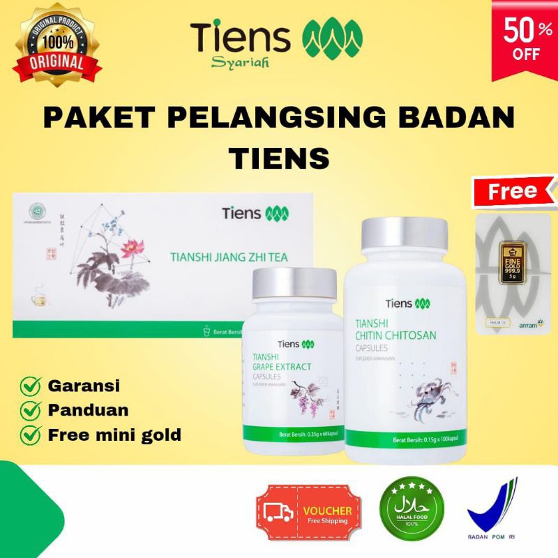 Paket pelangsing badan ampuh Tiens jiang Zhi Tea Chitosan Grape Extract