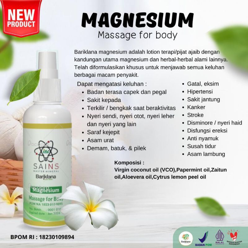 

[BISA COD] + GRATIS JAHE | MAGNESIUM 100ml Lotion Teraphy Pijat plus herbal mengatasi pegal dan meredakan nyeri