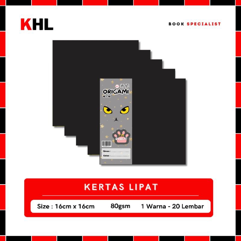 

369 - Origami / Kertas Lipat Warna Hitam / Black Special Edition 16 x 16 isi 20 lembar