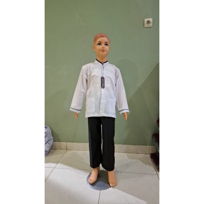 AL-IHSAN Setelan Baju Koko Anak Hitam Putih Katun Toyobo Premium