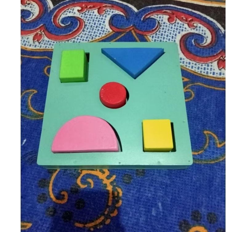 mainan Balok geometri 5 bentuk belajar mainan kayu toys
