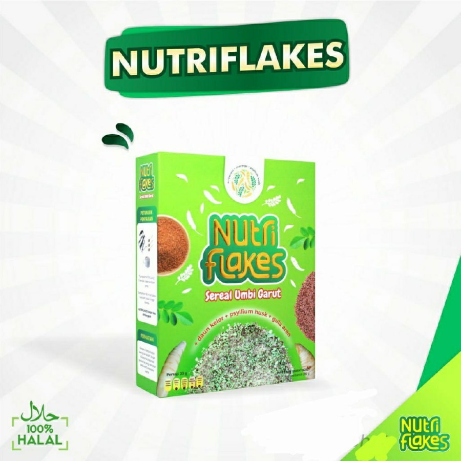 

TERLARIS NUTRIFLAKES SEREAL UMBI GARUT WITH PSYILIUM HUSK & KELOR 1 BOX 280gr