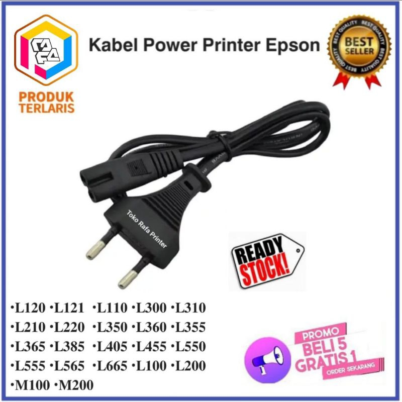 Kabel Power printer Epson L120 L121 L110 L300 L310 L210 L220 L350 L360 L355 L365 L380 L385 L405 L455