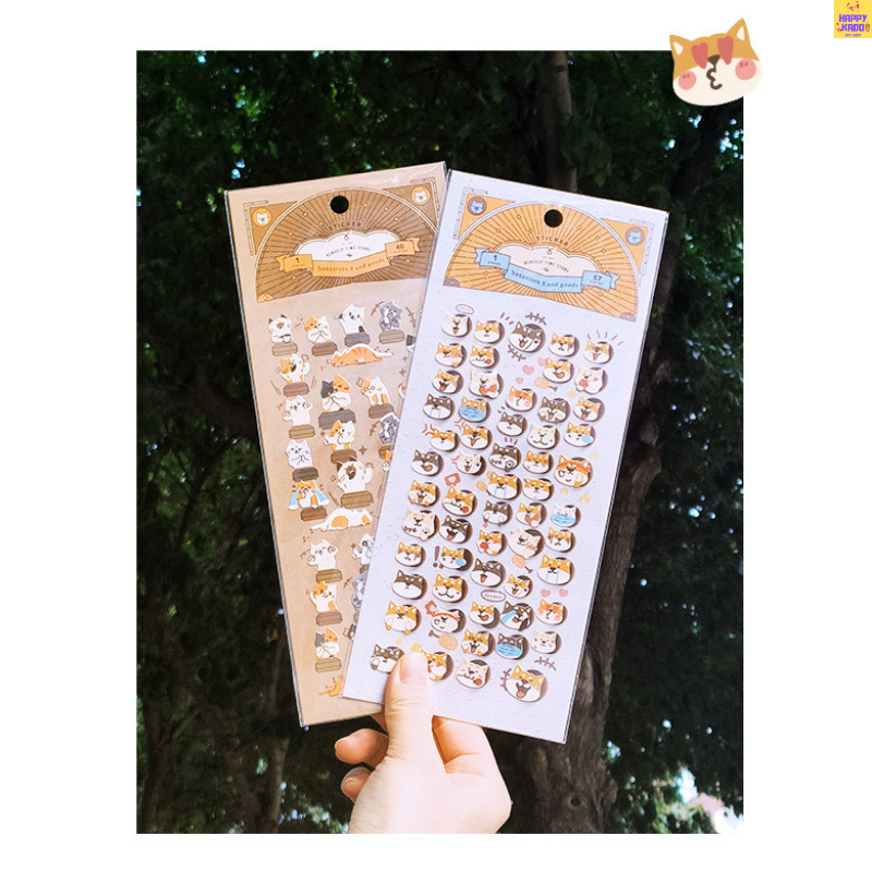 

Benself Time Store Cats Dogs Shiba Inu Vintage Stickers Theme isi 1 lembar stiker cantik dekorasi