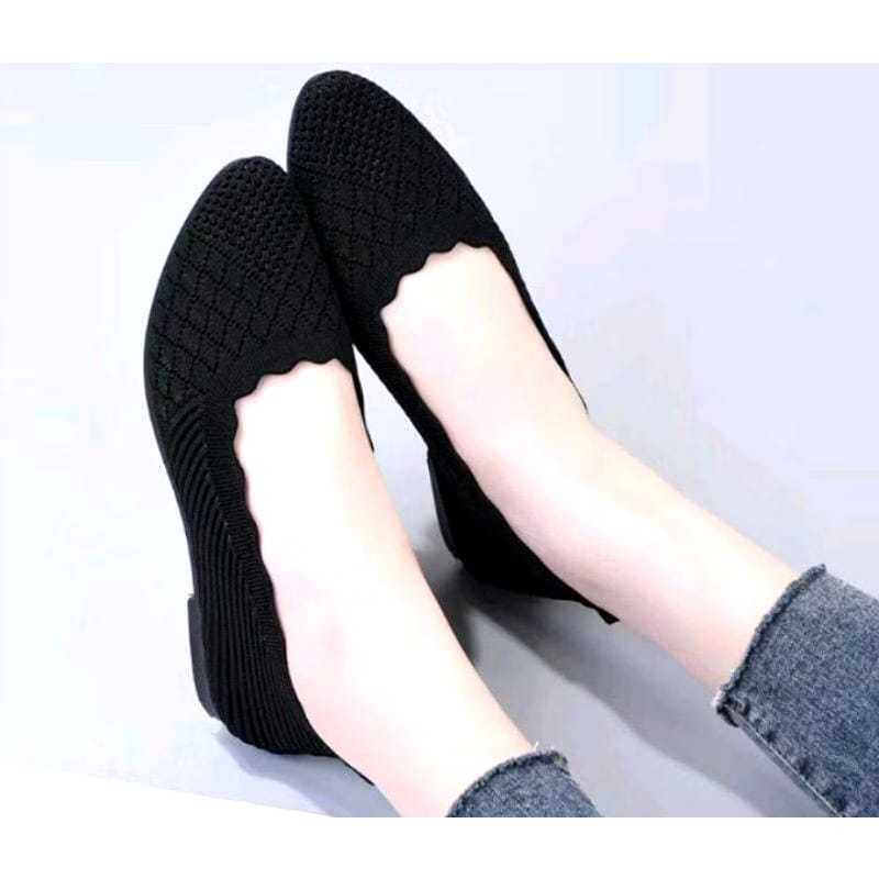 sepatu wanita balet rajut karet impor
