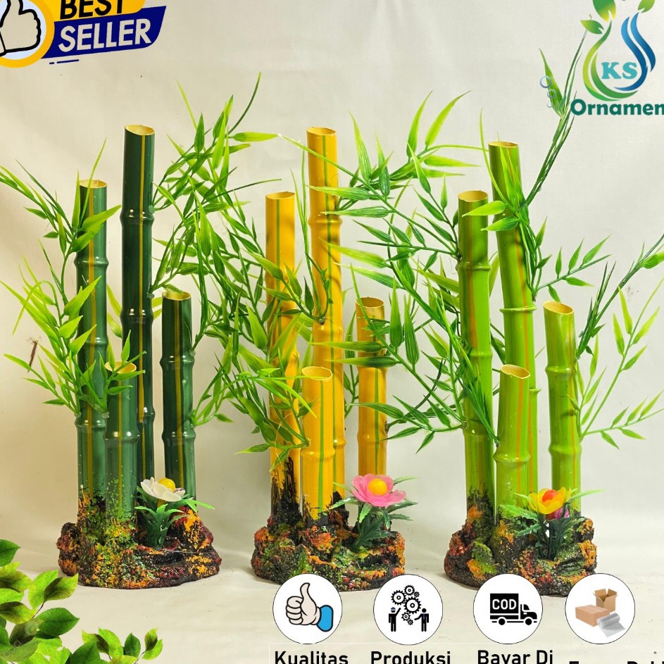Super Belanja  Hiasan Aquarium Bambu China l Hiasan Akuarium Tanaman hias Plastik Pohon Bambu Tinggi