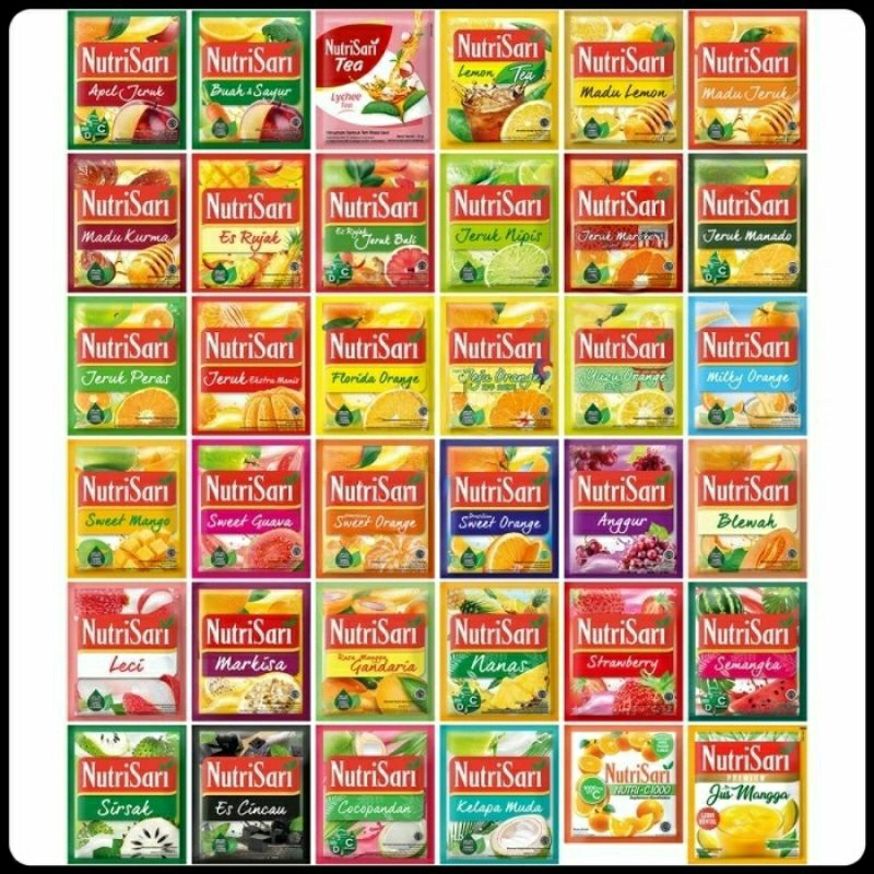 

nutrisari all varian renceng - isi 10pcs - minuman serbuk