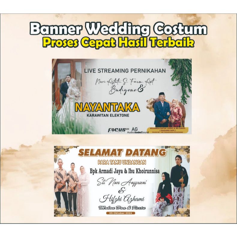 BANNER WEDDING/BANNER PERNIKAHAN/BANNER SELAMAT DATANG TERMURAH GRATIS REQUEST DESAIN