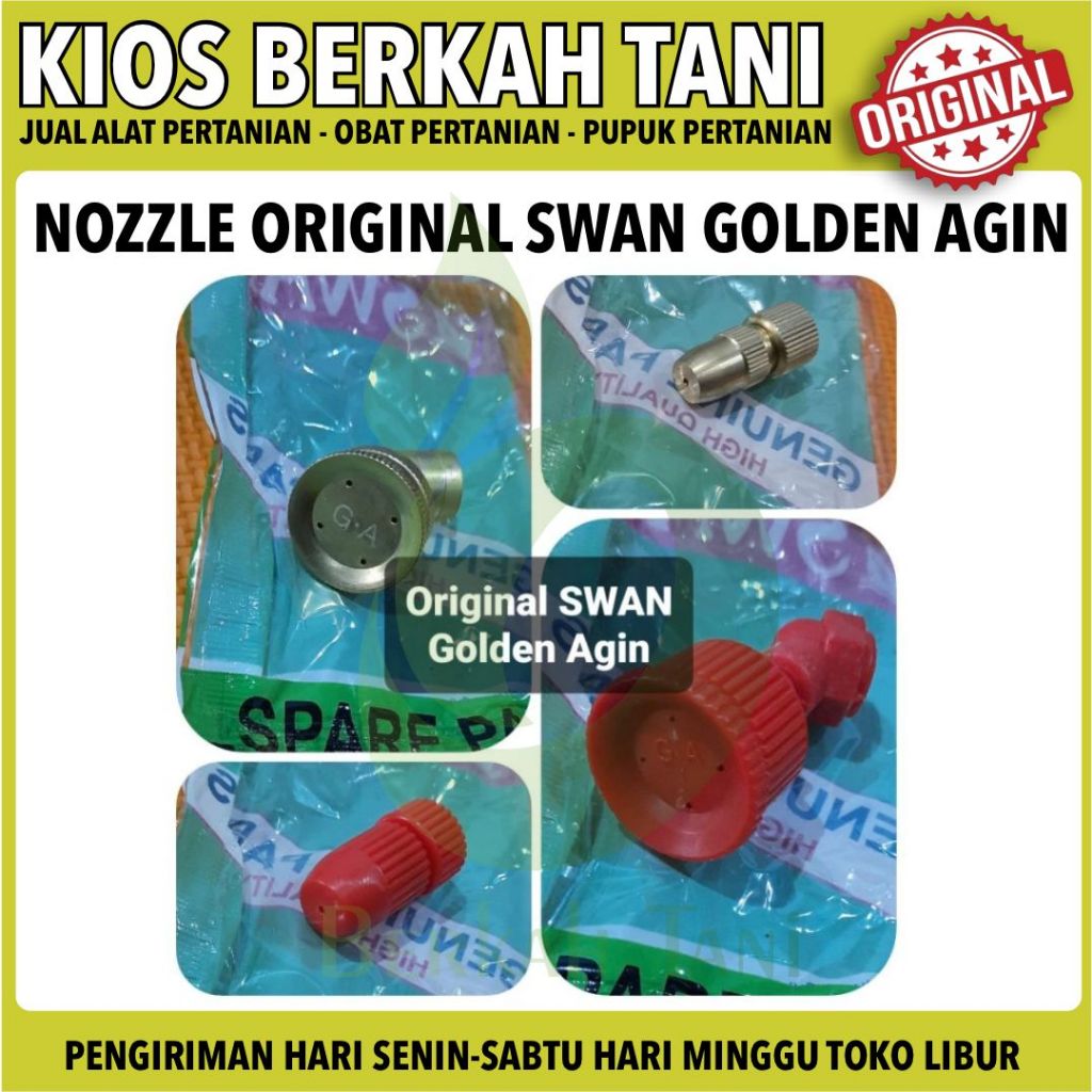 Nozzle tangki pompa sprayer SWAN original drat 12mm plastik dan kuningan DB spuyer lubang 1 4 nosel 