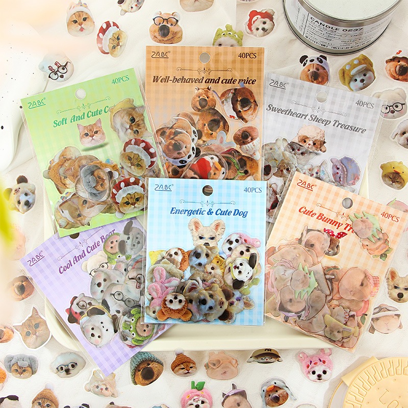 

Stiker Case Hp Stiker PET DIY Casing Stiker Kucing Kelinci Domba Doggy Bear Mouse 1 Pack isi 40pcs YZ002